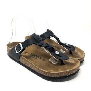 Birkenstock Gizeh Braided Sandal Oiled Leather Black Womens 8 Boho Resort Beach